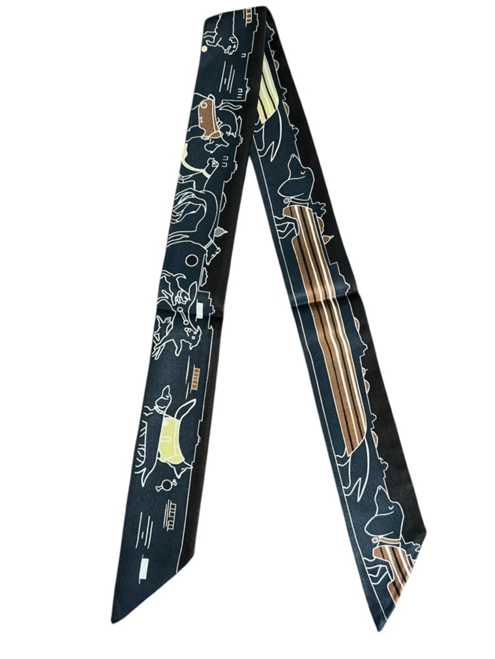 ✨✨Hermes. Twilly Parisian Dog Les Chiens Parisiens Scarf Cabane Blanc Caramel✨✨